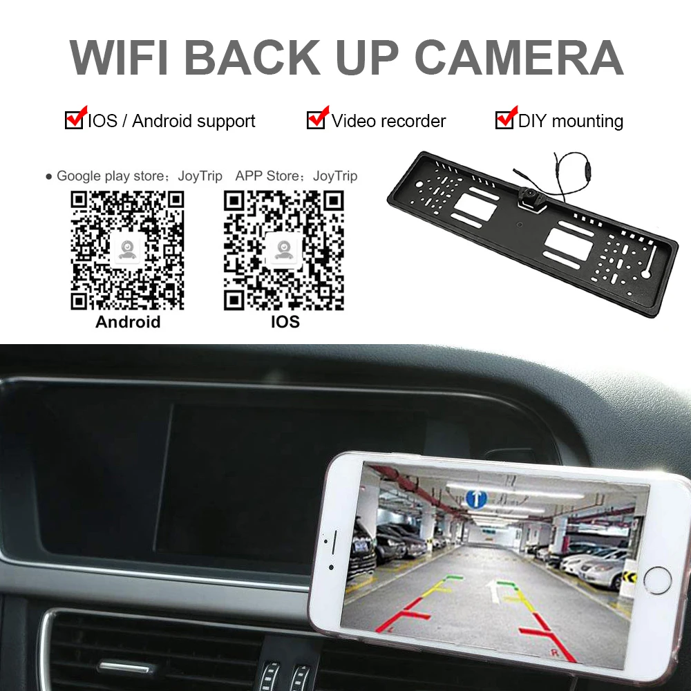 carsanbo car wifi5 reversing camera EU European license plate holder wireless wifi night vision camera General auto parts