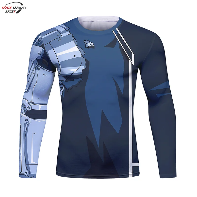 Gym Compression Shirt Men Anime GOKU Cosplay Costume T-Shirt Quick Dry Long Sleeve Fitness Bodybuilding Workout Sport Shirts