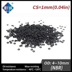 300 unids/lote de caucho negro NBR CS 1mm OD4/4,5/5/5.5/6/6.5/7/7.5/8/8.5/9/9. Junta tórica resistente al aceite, resistente al agua, 5/10mm-