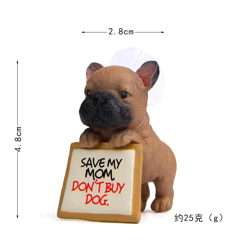 French Bulldog  Figurines Dog Sucker Design Phone Holder Home Car Decor Mini Pet Miniatures Ornaments  Crafts Accessories