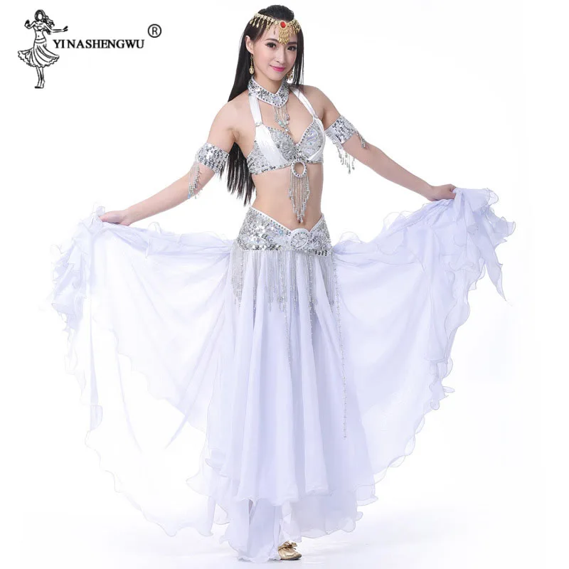 Belly Dance Costume Belly Dance Sets Wear Split Skirt Belly Dance Bra Belt Sequins Diamond Belly Dancing Stage Hot Women New