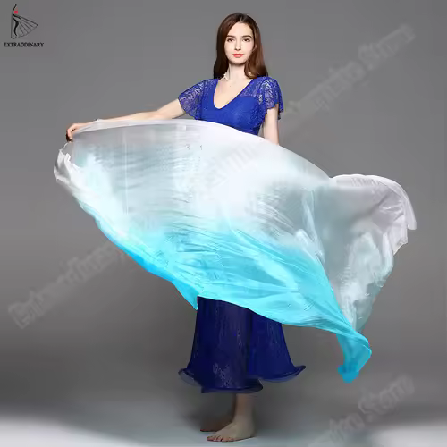 Belly dance Scarf Silk Veils Belly Dance veil Shawls Women Light Hand Thrown Scarf Shawl Gradient Silk Veil Dance Performance - Image 5