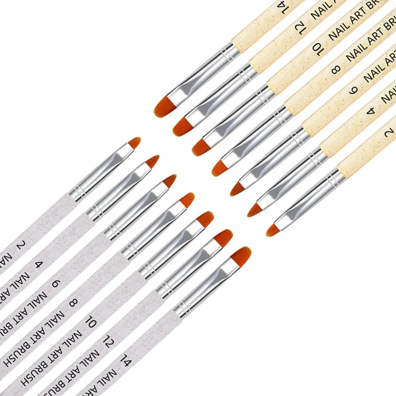 7pcs Nail Art Brushes Light Therapy Pen For Acrylic UV Gel Nail Art Builder Brush Nail Art Design Tool Two colors can choose