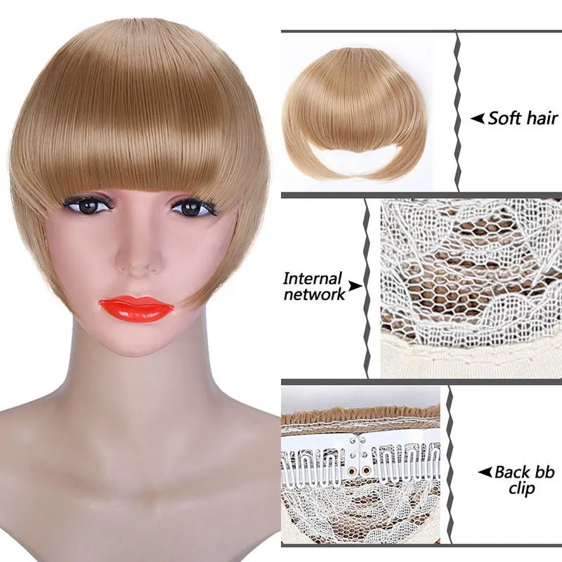 DIANQI Short Bangs Blonde Clip In Hair Bangs Heat Resistant Wig Synthetic Fringe Hair clips In Natural Hair Extension