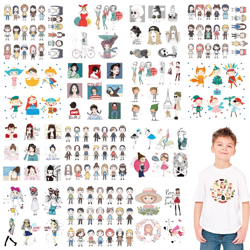 Cartoon stickers Character Patches Garment Accessories Washable Heat-sensitive patches Thermal transfer printing