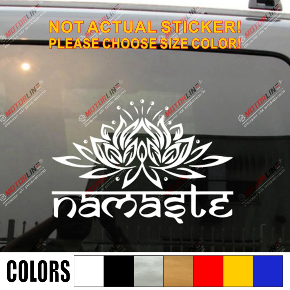 Namaste Lotus Decal Sticker Car Vinyl Indian Yoga Buddha Pick Size Color  No Background