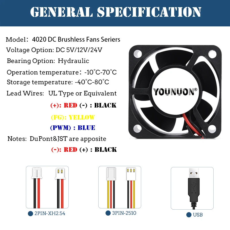 3D printer fan 40mm 4020 Cooling Fan 24V 12V 5V Double Ball Sleeve Cooling fans 40x40x20mm for 3D printer cooler