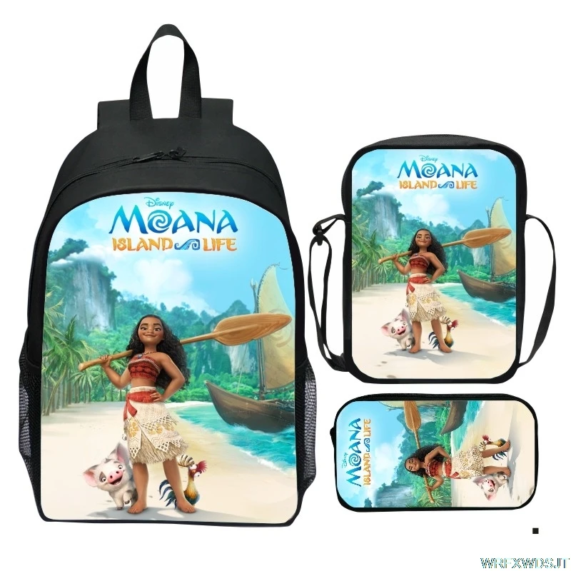 Princess Moana 3PCs/Set 3D Print Pattern School Bag for Boys Girls Teenager Girls Backpacks Children Students Travel Backpack