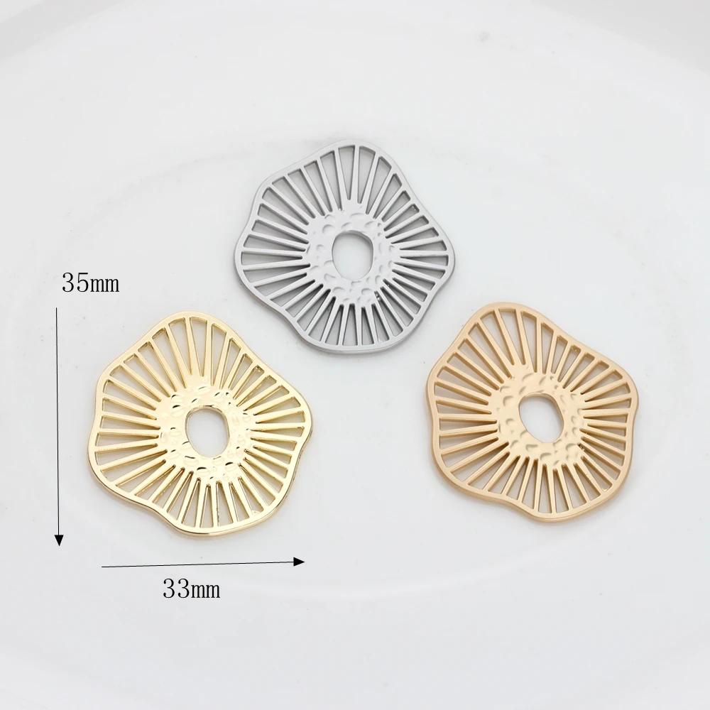 Zinc Alloy   Geometry Radiation Shape Hollow Charms 35mm 6pcs/lot For DIY Earrings Jewelry Making Accessories