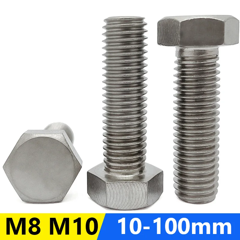 

30PCS DIN933 Titanium Hex Head Screw Ti Bolts GR2 Anti Acid Corrosion M8 M10*10/20/25/30/35/40/45/50/55/60/65/70/80/90/100