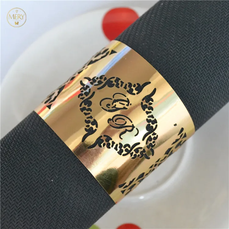 100pieces Custom Design Laser Cut Hebrew Bar Mitzvah Party Paper Napkin Rings
