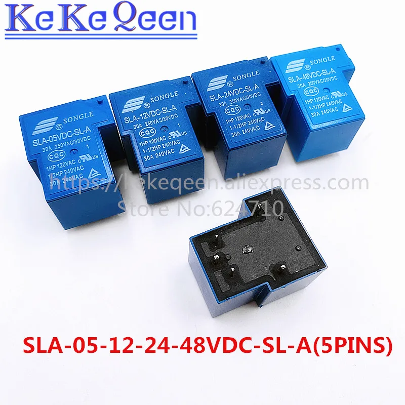 Power relays 5Pin SLA-05VDC-SL-A  SLA-12VDC-SL-A SLA-24VDC-SL-A SLA-48VDC-SL-A 5V 12V 24V 48V 30A T90 a group of normally open