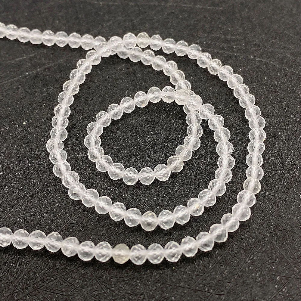 2/3/4mm Natural Stone Bead High Quality White Crystal Facet Beads for Jewelry Making DIY Necklace Bracelet Accessories Material