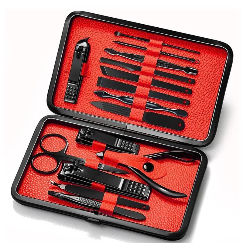 15 pçs conjunto de manicure de aço inoxidável doméstico kit de manicure de aço inoxidável cortador de unhas limpeza de cutícula ferramentas de cuidados de pedicure