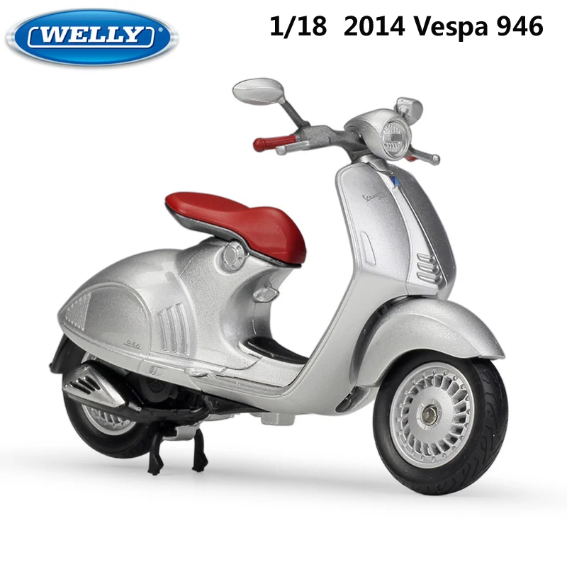 

WELLY Diecast 1:18 Motorcycle Toy VESPA 946/125CC/150CC Simulator Bike Alloy Model Car Metal Toys For Children Gift Collection