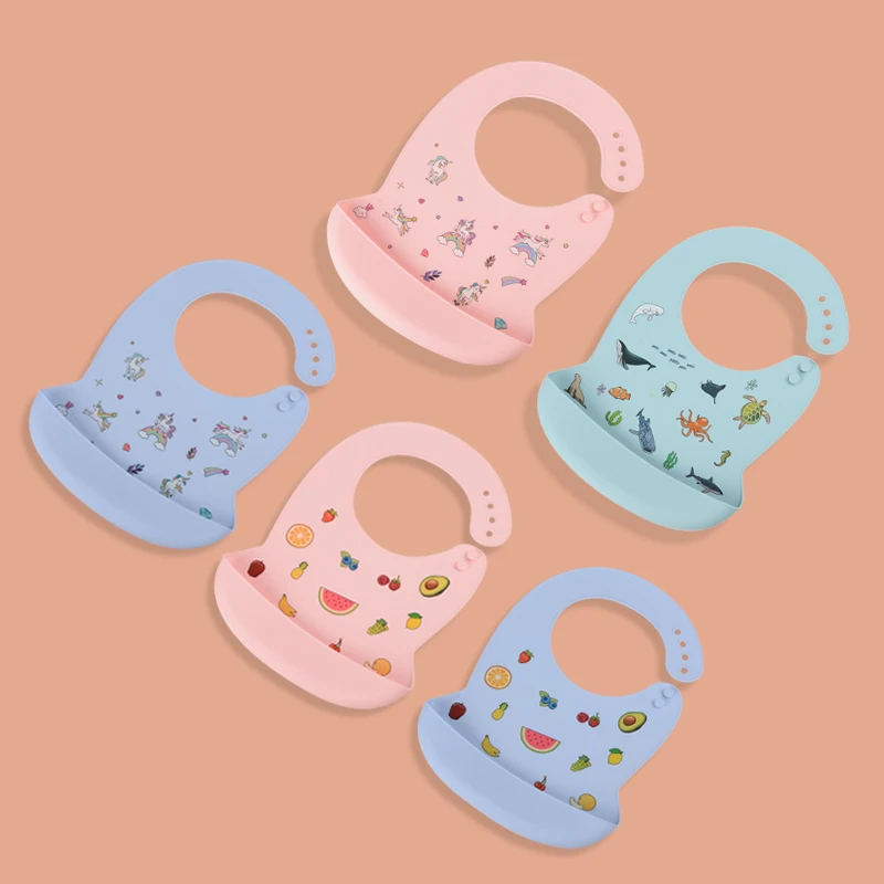 Silikon-Babi-Lätzchen, wasserdicht, Speichel tropfende Bananen-Lätzchen, Cartoon-Lätzchen für Neugeborene, weiche, essbare Schürzen, verstellbarer Spucktuch für Babys – Detail 9