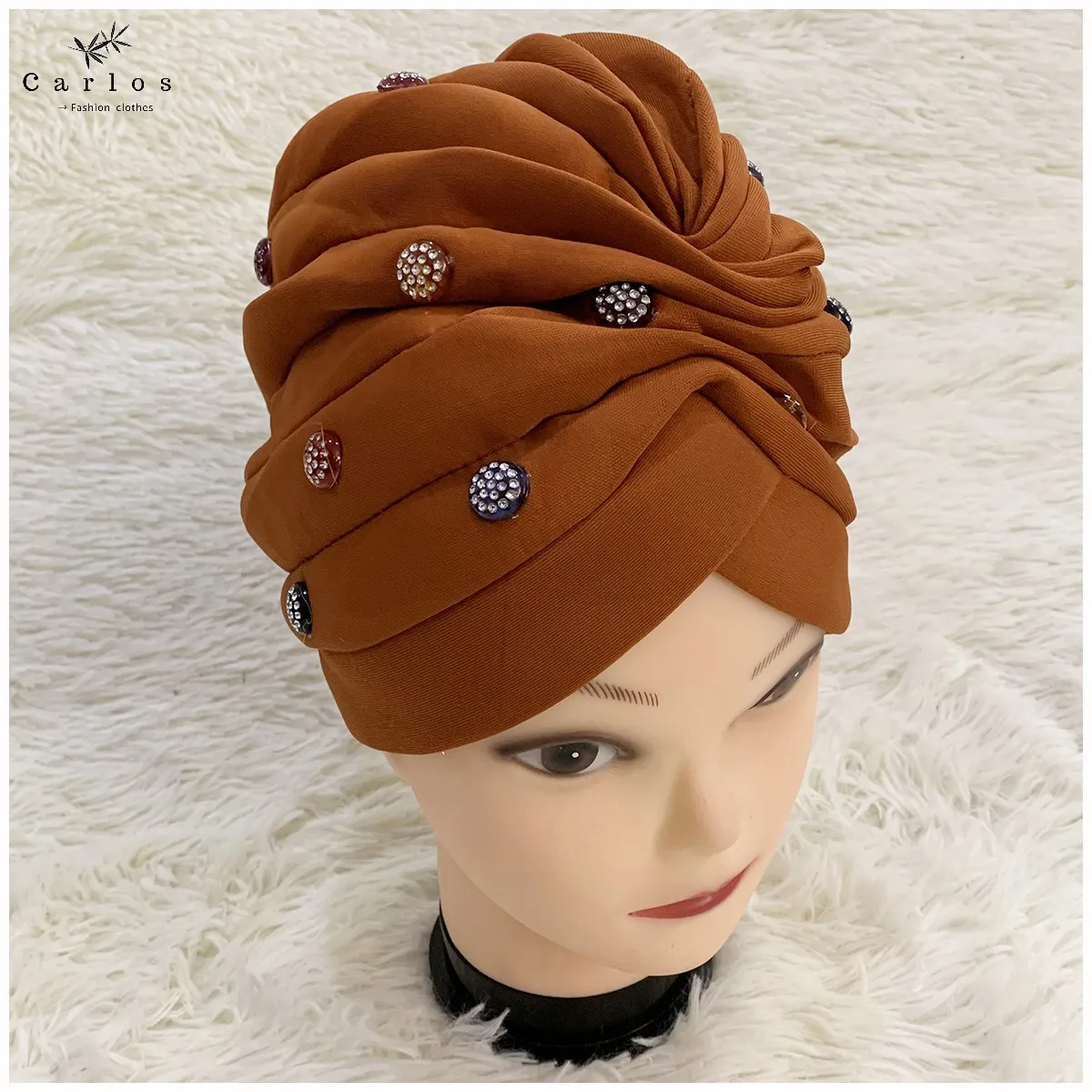 12 Pieces Set Of Fashionable Muslim Women Headscarf Space Layer Fabric Applique Headwear Solid Indian Bean Hair Hat Lady Hat