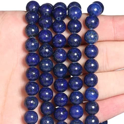 Lapis Lazuli Beads Natural Stone Dark Blue Smooth Round Loose Spacer Beads Bracelet DIY For Jewelry Making Charms 4 6 8 10 12mm