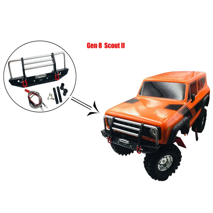 

KYX Metal Front Bumper with Light for1/10 RC Crawler Car Traxxas TRX-4 Redcat Gen8 Scout II