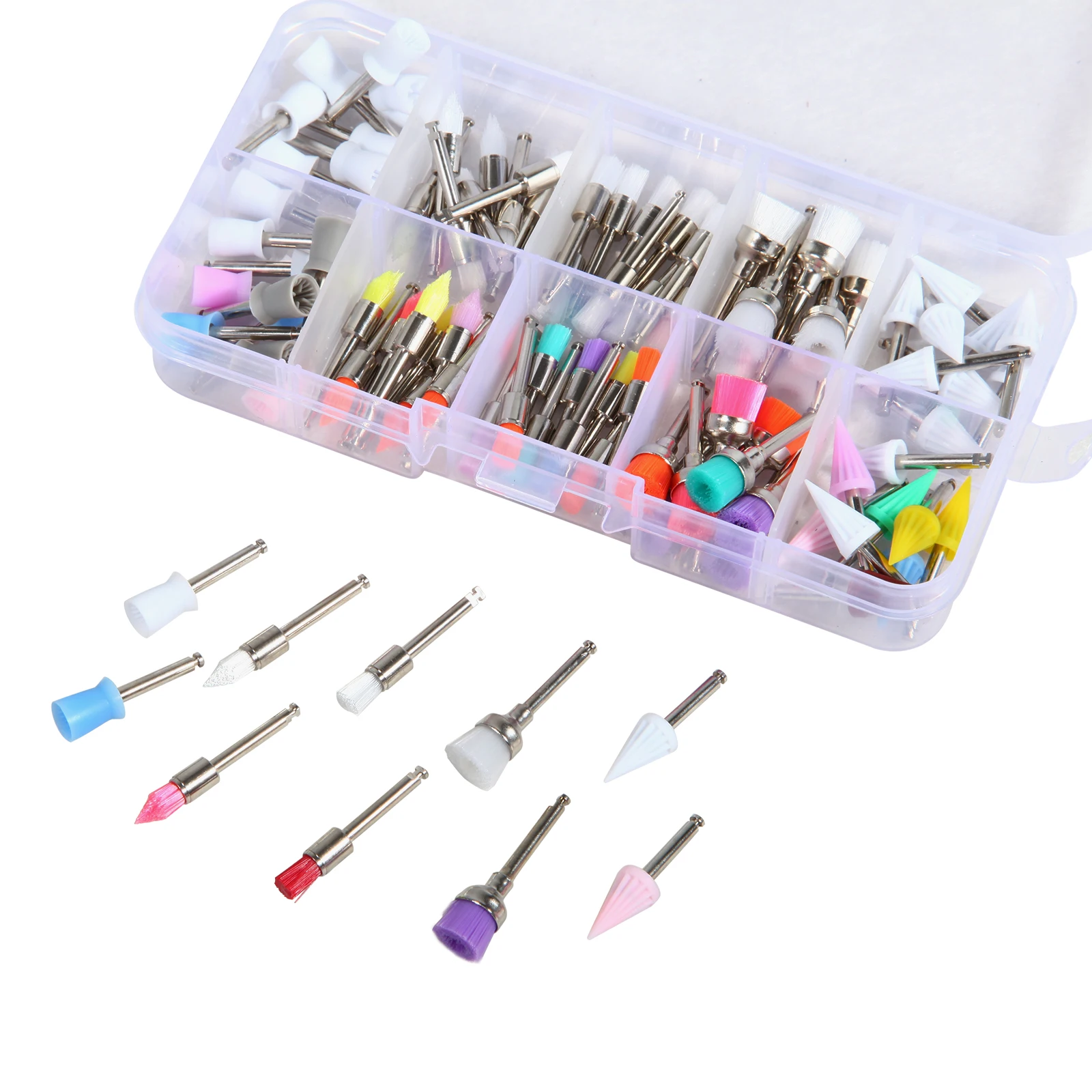 100pcs 3types Dental Lab Latch Flat Polishing Prophy Brushes Cups Mixed Polish Dental enquipment Teeth Tool