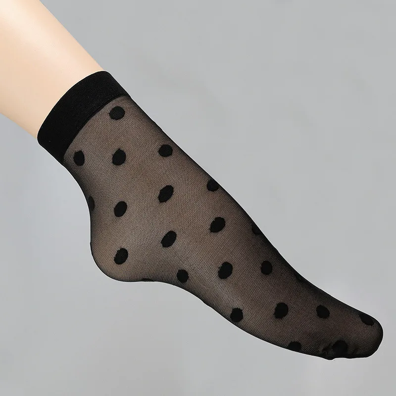 Neon Grün Polka Dot Frauen Socken Transparent Damen Mesh Socken Sexy Streetwear Harajuku Schöne Weibliche Sommer Kurze Knöchel Socken