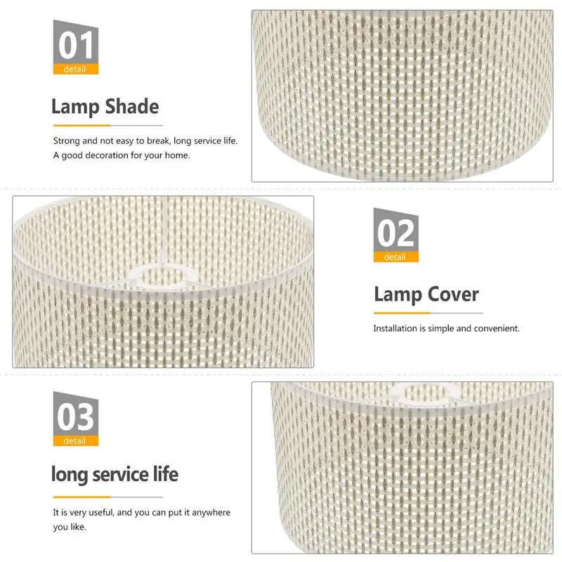 Lamp Shade Lampshade Light Cover Table Woven Shades Rattan Desk Chandelier Pendant Seagrass Cylinder Drum Cloth Fabric Hanging