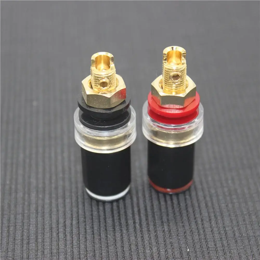 Hi-end 4pcs speaker Jack Socket Binding Post Pure Copper Gold-plated Terminal Block Amplifier Wire Connector