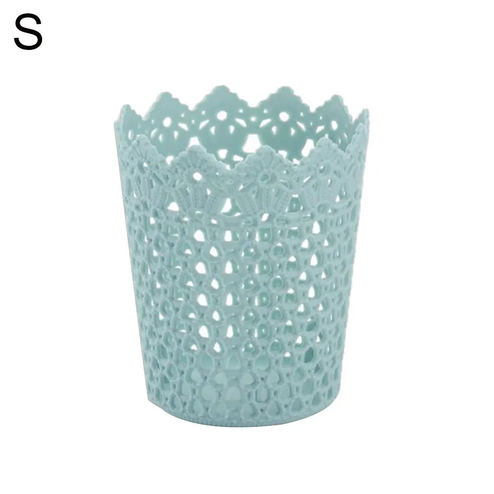 Plastic Storage Basket Multifunctional Hollow Flower Cylinder Pen Holder Makeup Brush Storage Basket Holder Desktop Organizer