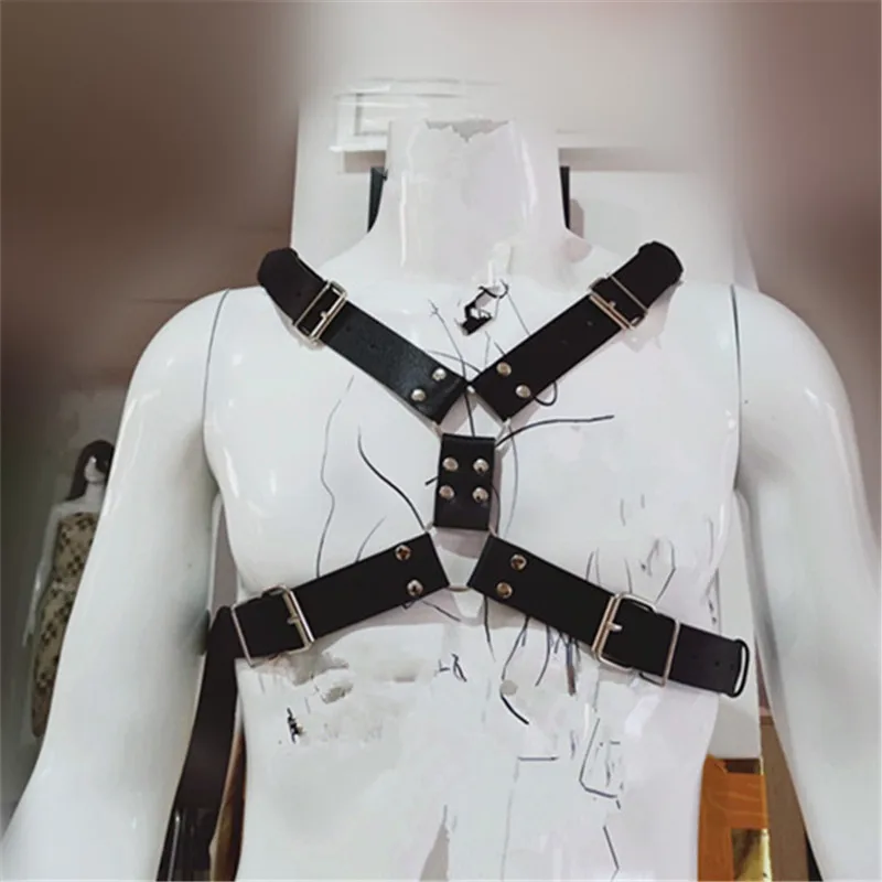 Fetish Men Leather Gay Harness Belts Adjustable Sexual Body Bondage Chest Harness Strap Erotic Rave Gay Clothing for Adult Sex