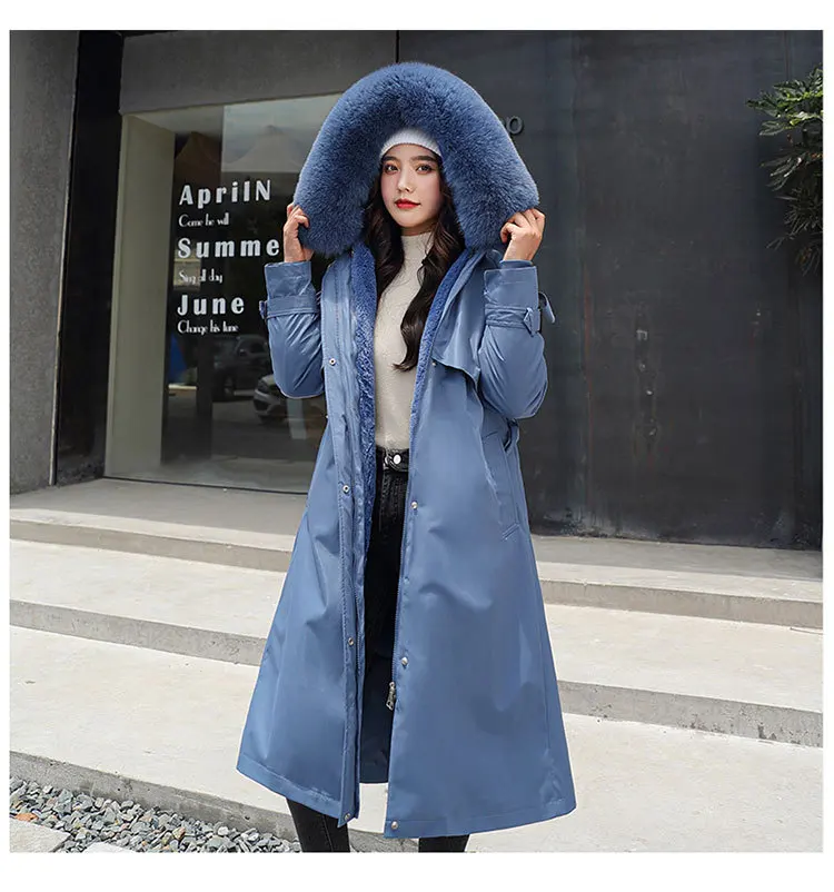 -20 Winter Down Jacket Women Woman Wool Liner Plus Size Jackets Coat Hooded X-Long Parka Mujer Thick Warm Cotton Padded Parkas