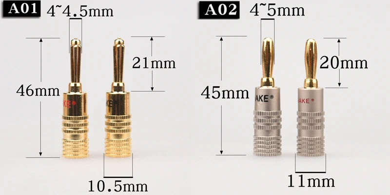 HIFIDIY LIVE 4 Stück/Set 4 mm reines Kupfer vergoldeter Bananenstecker-Anschluss für Audio-Video-Lautsprecher-Adapter, Terminal-Anschluss-Set – Detail 10