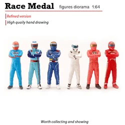 Racemedal 1:64 action figure model try for brother racing driver standing little car model scene accessories street view model D