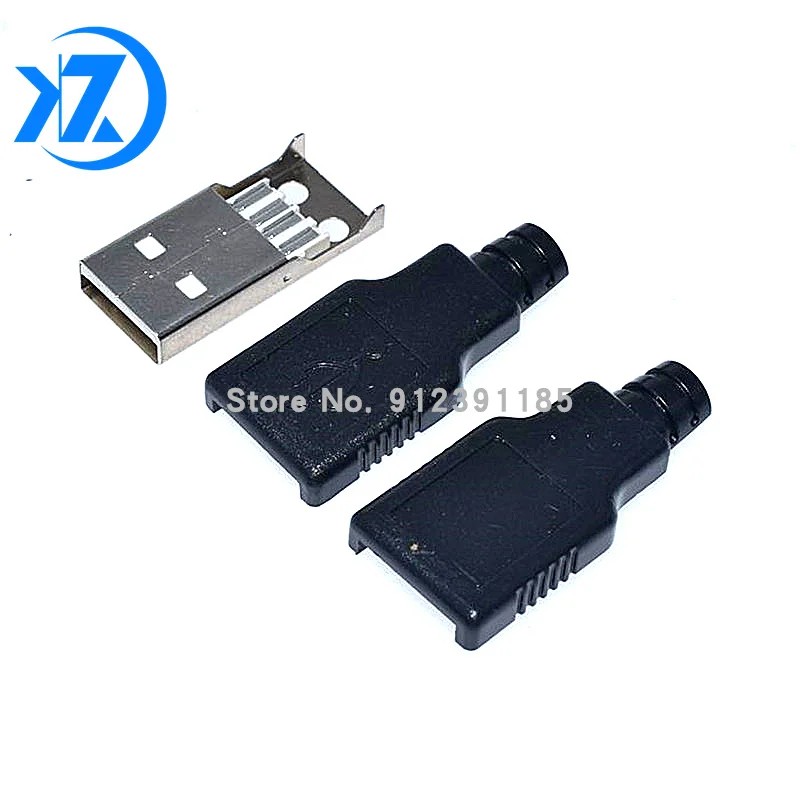 10Pcs Type A Male USB 4 Pin Plug Socket Connector With Black Plastic Cover USB Socket