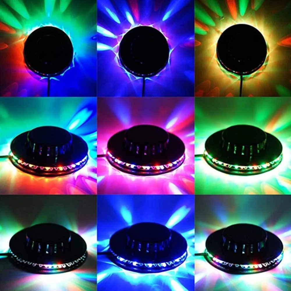 Mini UFO 48 LED Strobe Stage Light Voice Control Multicolor Rotating Disco Party Lights For Christmas Ktv Background Wall Light