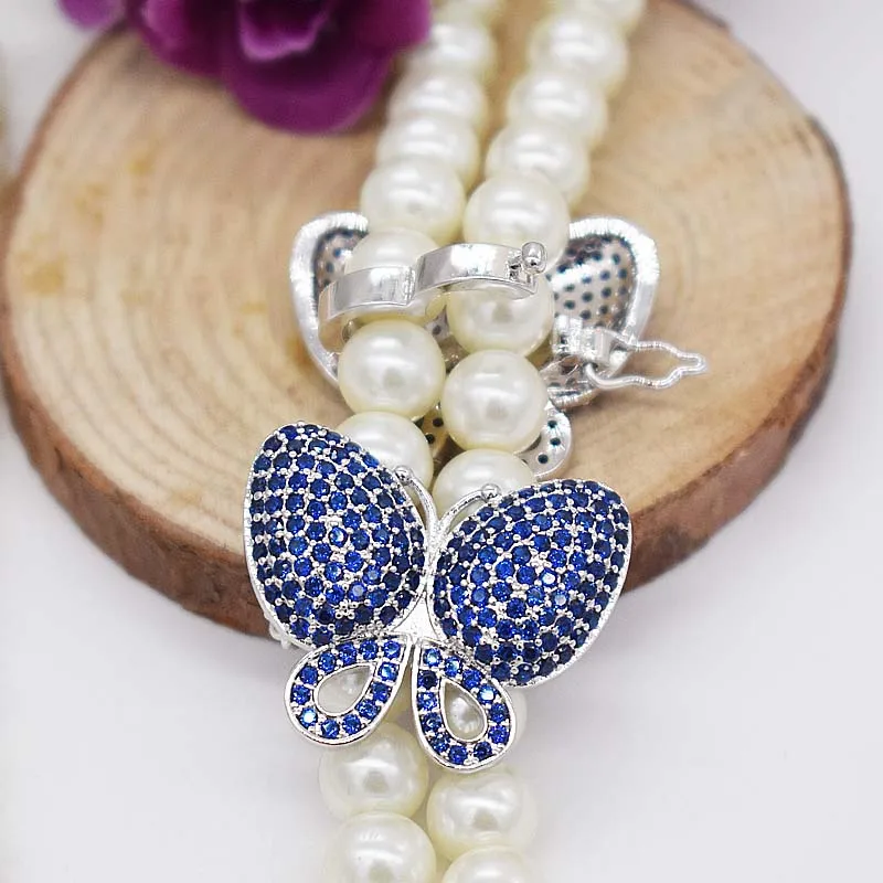 2 pcs Cubic Zircon Micro pave butterfly fixed interlayer clasp clip double connector DIY Jewelry Findings