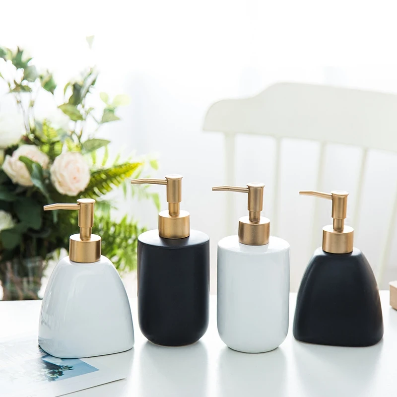 420ML Soap Dispenser Nordic Ceramic Shower Gel For Hand Emulsion Dispensing Bottle Hand Soap Shampoo Bottle Bathroom Accessories