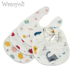 1 Piece Wasoyoli U Type Baby Bib 8 Layers Burp Cloths 20*30CM Printed Colorful 100% Muslin Seersckuer Cotton Infant Face Washing