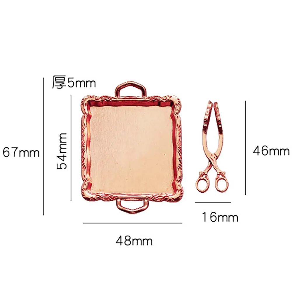 1 zestaw 1/12 domek dla lalek miniaturowe akcesoria Mini szczypce do chleba z tacą imitacja wyposażenia zabawkowy Model dla dekoracja do domku dla lalek