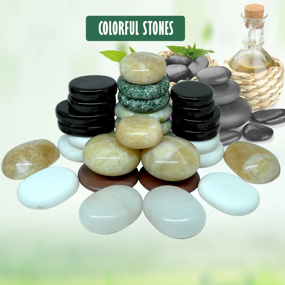 Tontin hot Stone Massage Relieve Stress Back Pain Health Care colorful Stones for Healthcare spa rock bian stone jade green