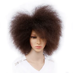 Amir Synthetische Korte Afro Pruik Kinky Krullend Natuurlijke Hoge Temperatuur Fiber Yaki Rechte Pruik Voor Vrouwen Wijn Rood Bruin Zwart