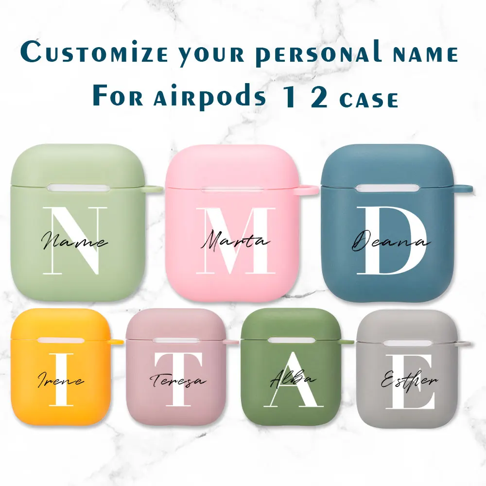 

Custom Personalized Initial Name Combination For Airpods Case 1 2 Pro Silicone Soft Hard Earphone Pink Case For Give Girl Boy