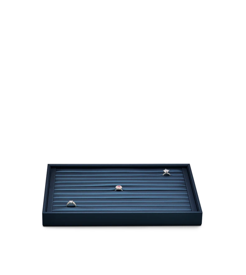 Oirlv Schmuck-Display-Platte, Schmuck-Tablett, blauer Ring, Halskette, Ausstellungsstand, Leder, Armband, Verpackung, Schmuck-Organizer-Tablett – Detail 4
