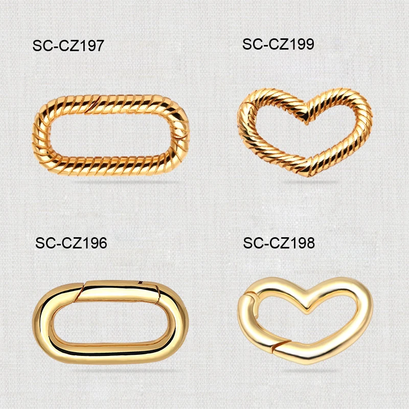 Heart Shape Rectangle 925 Sterling Silver Springring Clasp DIY Bracelet Clasps Jewelry Findings Components 2pcs/lot SC-CZ196