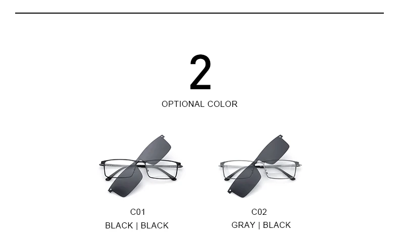 MERRYS DESIGN 2-in-1-Brillengestell mit magnetischem polarisiertem Clip für Herren, Brillengestell aus Titanlegierung, quadratische Brillen, S2304 – Detail 6