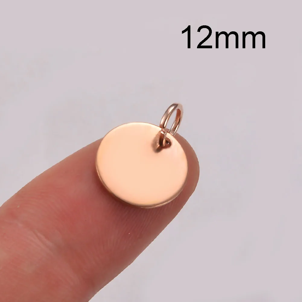 40 stücke 6/8/10/12/20/25mm rundes Etikett benutzer definierte Gravur Edelstahl kleine Logos Charms Schmuck für DIY handgemachte Schmuck herstellung – Detail 11