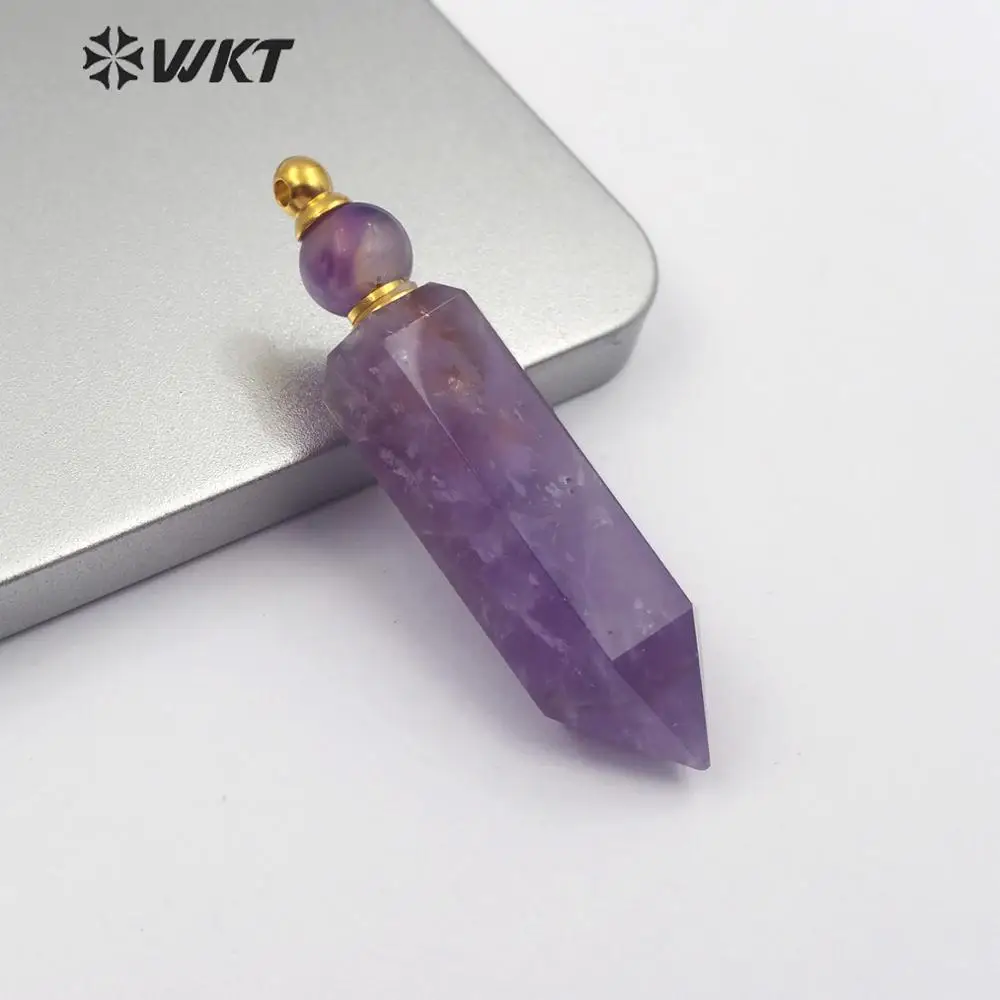 WT-P1463 WKT Optional Gold Stone Bottle Shape  Romantic Geometric Crystal Column Stainless Steel Accessory Pendant