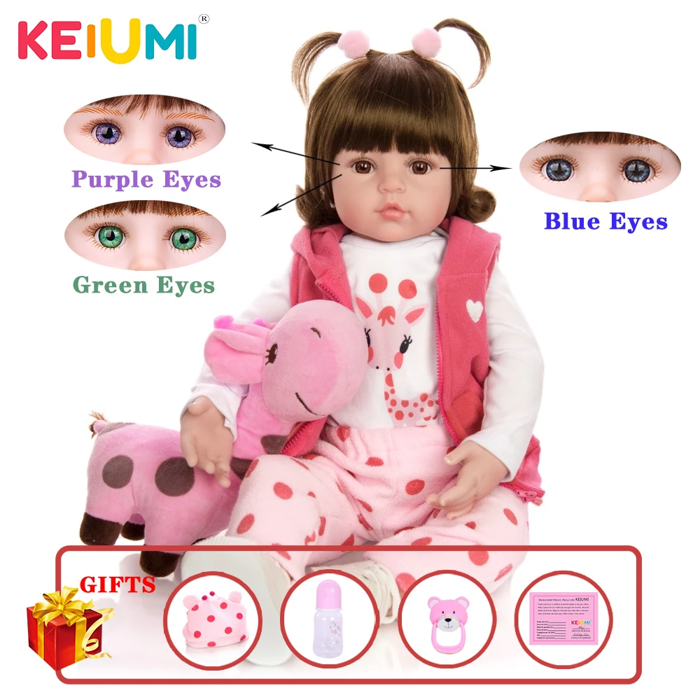 KEIUMI Hot Sale Reborn Bebe Doll Toy Cloth Body Stuffed Realistic Baby Doll With Giraffe Toddler Birthday Christmas Gifts