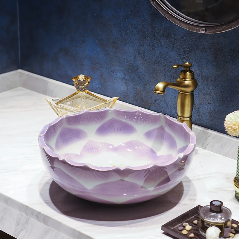 

China decoration Ceramic Painting Art Lavabo Bathroom Vessel Sinks round porcelain sink with countertop was basin bathroom sinks