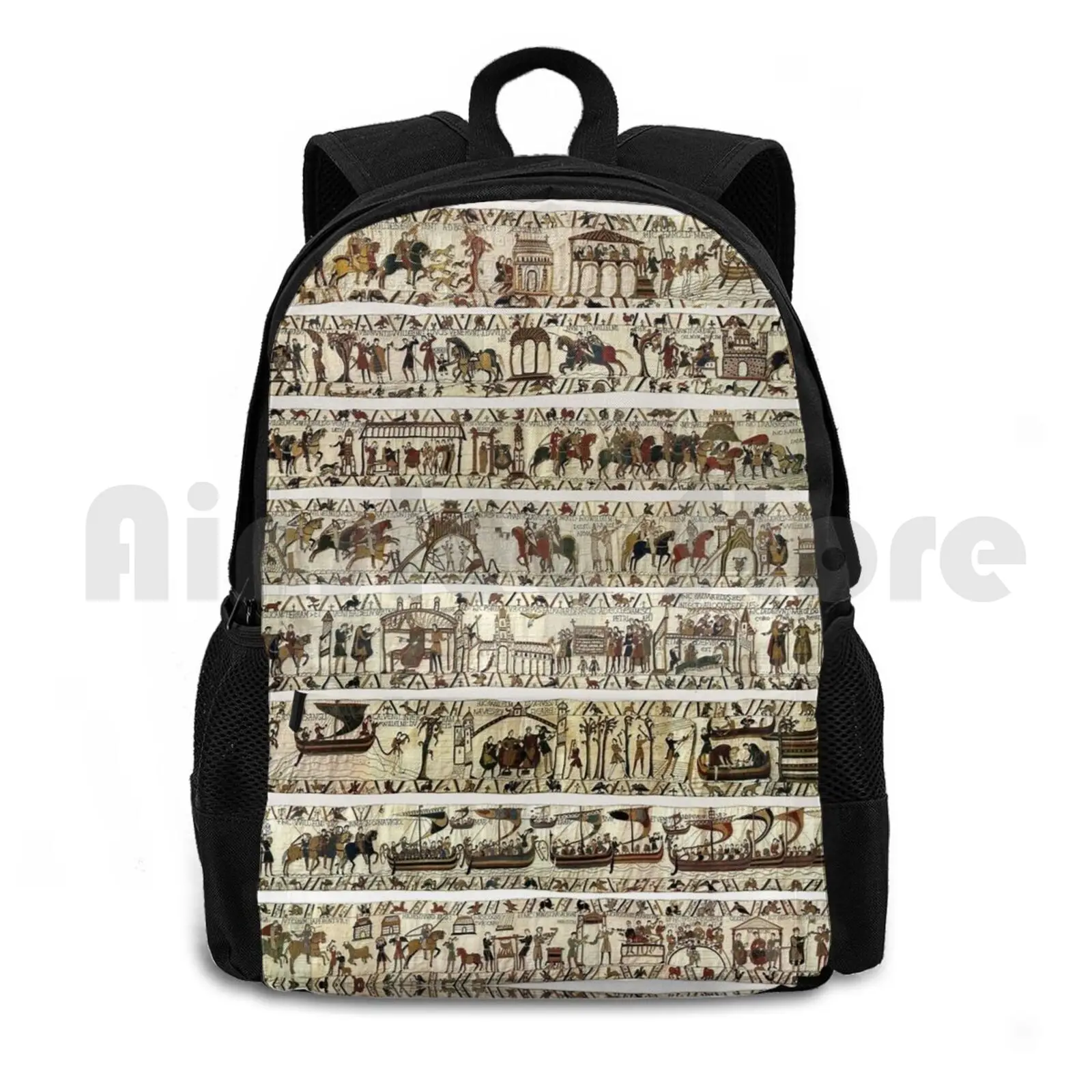 The Bayeux Tapestry Outdoor Hiking Backpack Waterproof Camping Travel Norman Romanesque Antique Embtoidered Bayeux Bayeux