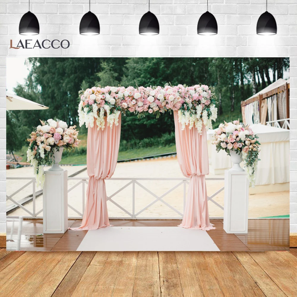 Laeacco flores de casamento coroa de parede de madeira para festa infantil retrato para bebê planos de fundo fotográficos estúdio de fotografia